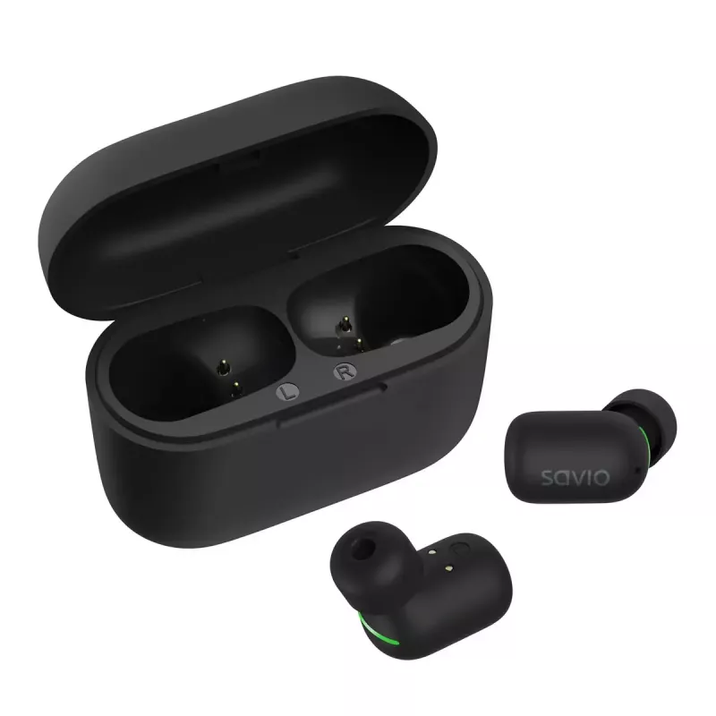Savio TWS-09 auriculares intra-auriculares True Wireless, Bluetooth 5.1, IPX5, microfone integrado, 20–20000 Hz, pretos