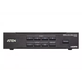 ATEN CAMLIVE PRO 4K comutador de vídeo 4 entradas HDMI para USB, preto, HDMI, 3840 x 2160 pixels, metal, Taiwan, 3840 x 2160 1920 x 1080 1280 x 720