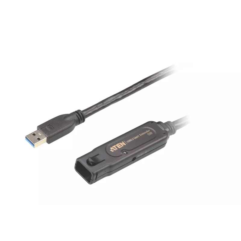ATEN UE3315A cabo de extensão USB 3.2 Gen 1 ativo, USB-A (macho) para USB-A (fêmea) com bloqueio, 15 m, preto