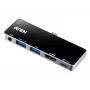 Dock de viagem USB-C ATEN com passagem de corrente, Universal, USB Type-C, preto, prateado