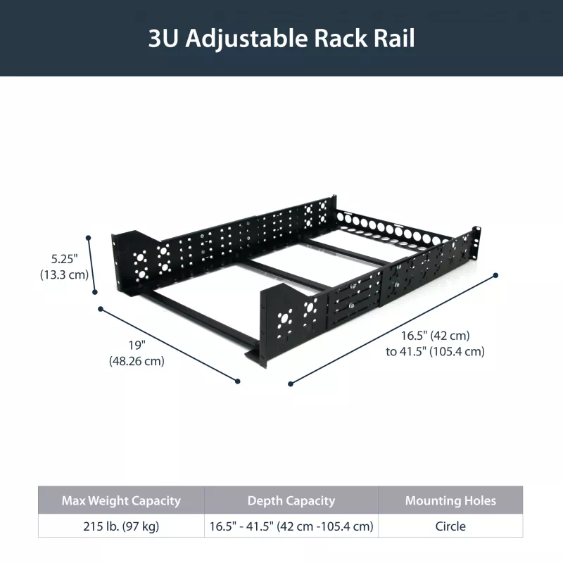 Calhas de rack universais fixas de 19 polegadas StarTech.com 3U com profundidade ajustável