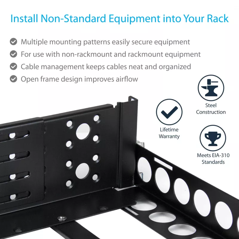 Calhas de rack universais fixas de 19 polegadas StarTech.com 3U com profundidade ajustável