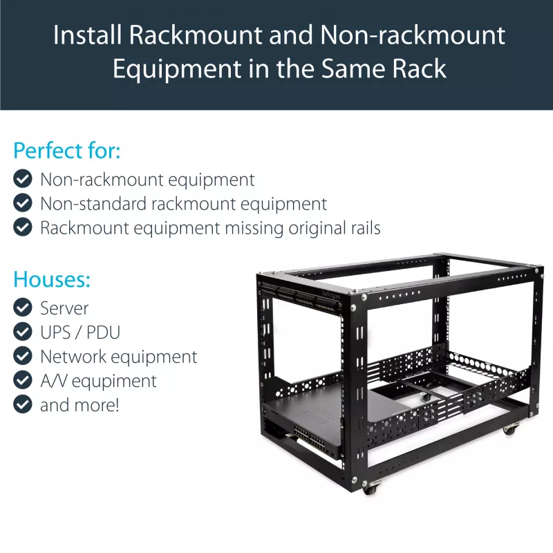 Calhas de rack universais fixas de 19 polegadas StarTech.com 3U com profundidade ajustável
