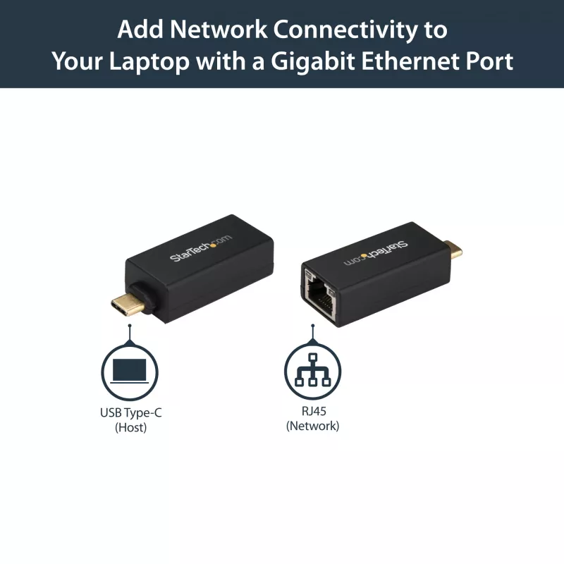 Adaptador USB C para Gigabit Ethernet StarTech.com – 1 Gbit/s NIC Adaptador de rede USB 3.0/USB 3.1 tipo C – 1GbE USB-C para porta RJ45/LAN compatível com Thunderbolt 3 Windows MacBook Pro Chromebook
