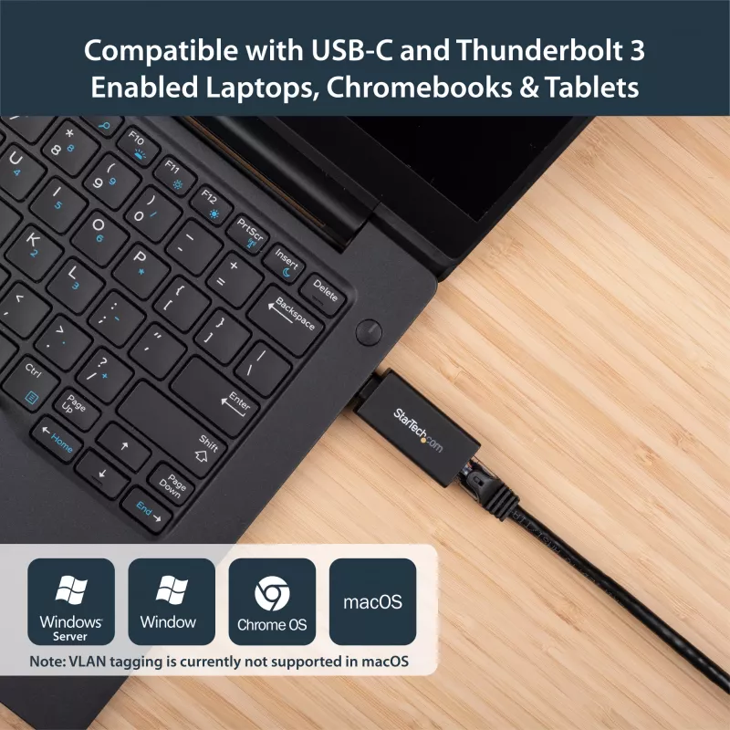 Adaptador USB C para Gigabit Ethernet StarTech.com – 1 Gbit/s NIC Adaptador de rede USB 3.0/USB 3.1 tipo C – 1GbE USB-C para porta RJ45/LAN compatível com Thunderbolt 3 Windows MacBook Pro Chromebook
