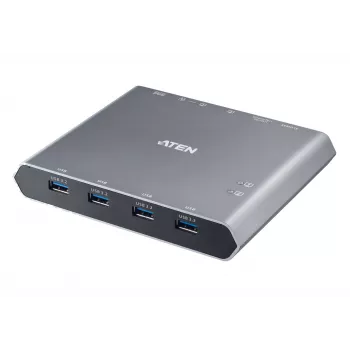 Comutador dock KVM USB-C DisplayPort 4K de 2 portas ATEN com Power Pass-through