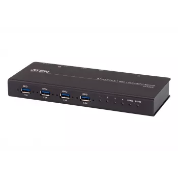 Comutador industrial USB 3.1 Gen1 de 4 portas ATEN, 5 Gbit/s, preto, metal, 0 - 50 °C, -20 - 60 °C, 0 - 80%