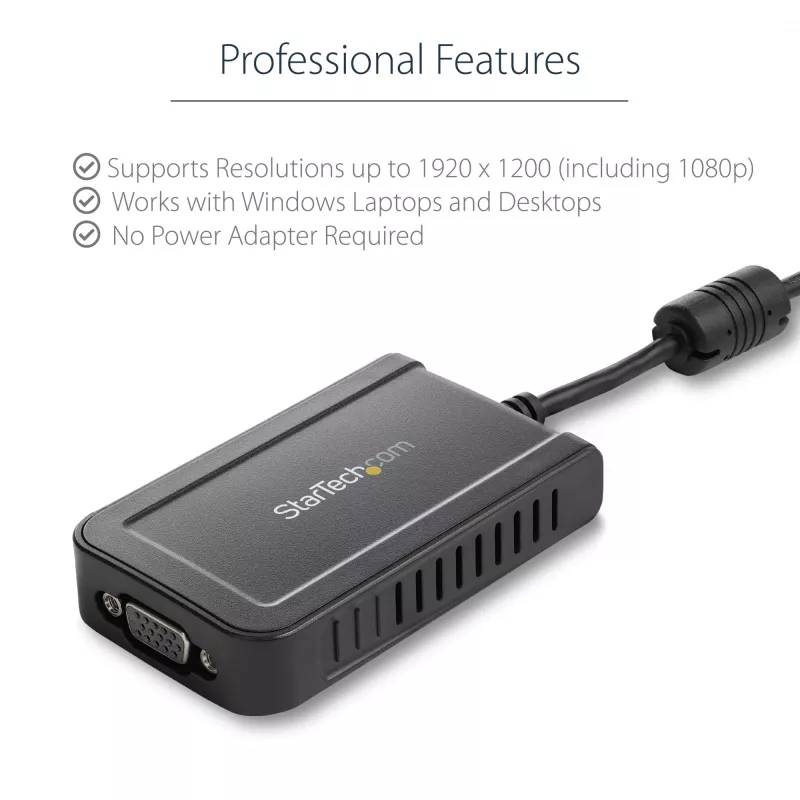 Adaptador USB 2.0 para VGA StarTech.com, conversor USB para monitor VGA para Windows, 1080p (sem suporte para macOS/ChromeOS/Linux) - TAA