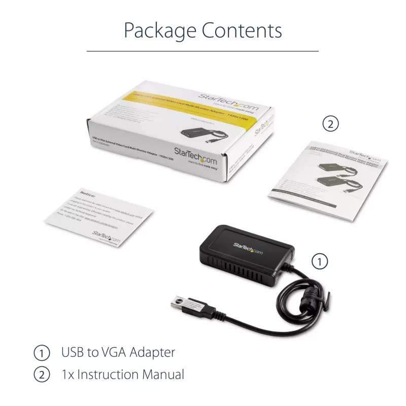 Adaptador USB 2.0 para VGA StarTech.com, conversor USB para monitor VGA para Windows, 1080p (sem suporte para macOS/ChromeOS/Linux) - TAA