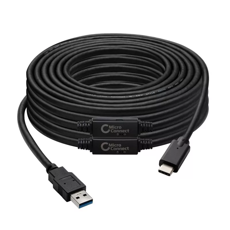 Cabo USB Microconnect USB3.1CA10AMP USB 3.2 Gen 1 (3.1 Gen 1) 10 m USB C USB A preto