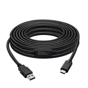 Cabo USB Microconnect USB3.1CA5AMP USB 3.2 Gen 1 (3.1 Gen 1) 5 m USB C USB A preto