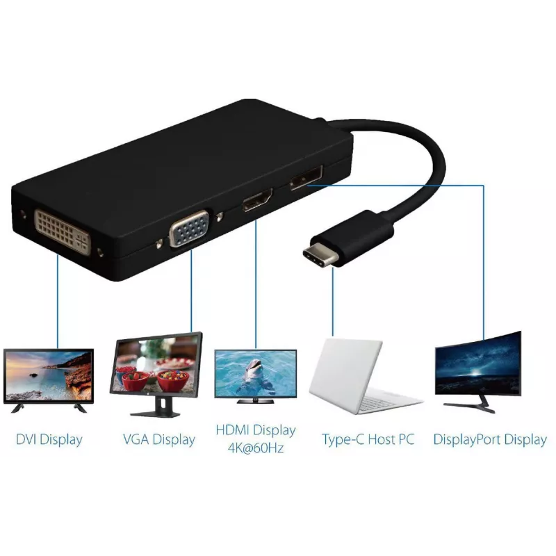 Microconnect USB3.1CCOM10 Adaptador gráfico USB 3840 x 2160 píxeis preto