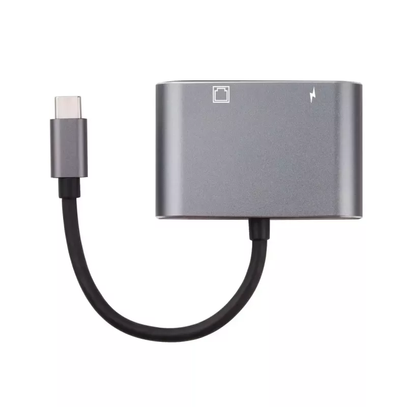 Microconnect USB3.1CETHPDBA Adaptador de cabo Adaptador USB C RJ-45 preto