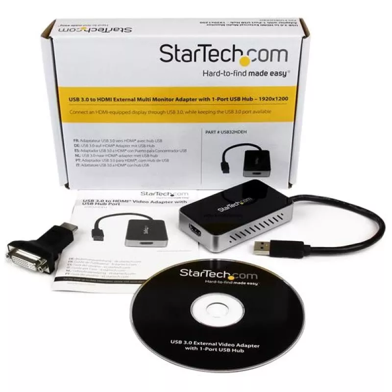 Adaptador StarTech.com USB 3.0 para HDMI com 1x USB, conversor USB para monitor HDMI para Windows (sem suporte para macOS/ChromeOS/Linux) - TAA