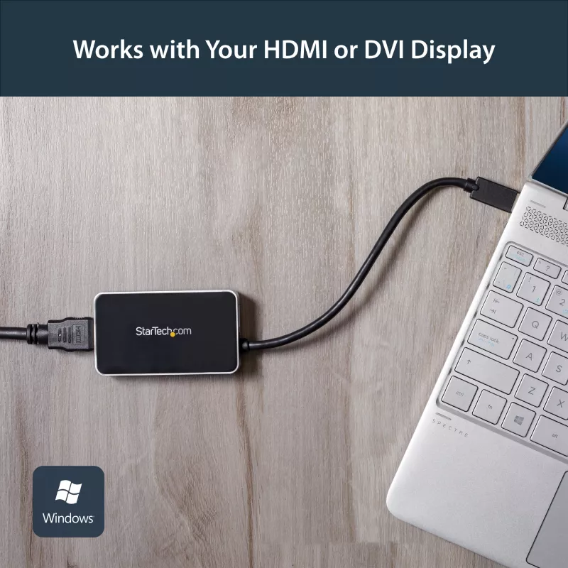 Adaptador StarTech.com USB 3.0 para HDMI com 1x USB, conversor USB para monitor HDMI para Windows (sem suporte para macOS/ChromeOS/Linux) - TAA