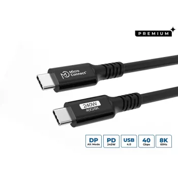 Cabo USB Microconnect USB4CC3-240W 3 m USB4 Gen 3x2 40 Gbit/s preto