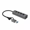 Hub de interfaces Microconnect USBHUB4-2IN1 USB 3.2 Gen 1 (3.1 Gen 1) Type-A 5000 Mbit/s preto
