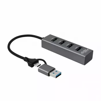Hub de interfaces Microconnect USBHUB4-2IN1 USB 3.2 Gen 1 (3.1 Gen 1) Type-A 5000 Mbit/s preto