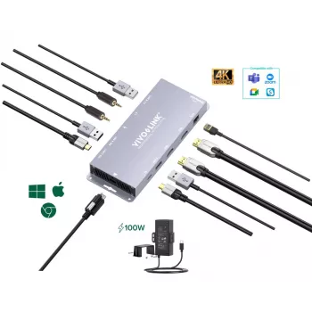 Adaptador gráfico USB Vivolink VLUSBCHUB3 com suporte multi-ecrã