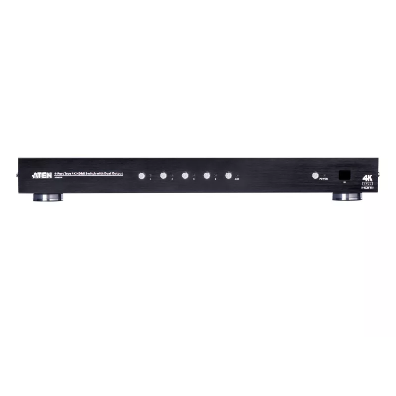 Comutador HDMI True 4K de 4 portas com duplo ATEN, HDMI, metal, preto, 60 Hz, 3 m, 3840 x 2160, 4096 x 2160