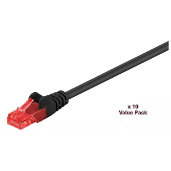 Microconnect V-UTP6005SVP cabo de rede Cat6 U/UTP 0,5 m, preto, pack de 10