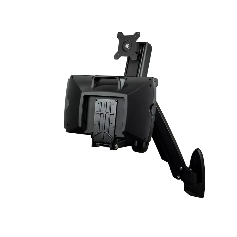 Estação de trabalho de parede StarTech.com – Secretária elevatória articulada Full-Motion com braço ergonómico regulável em altura para monitor e teclado – Suporte para rato e scanner – Ecrã VESA único