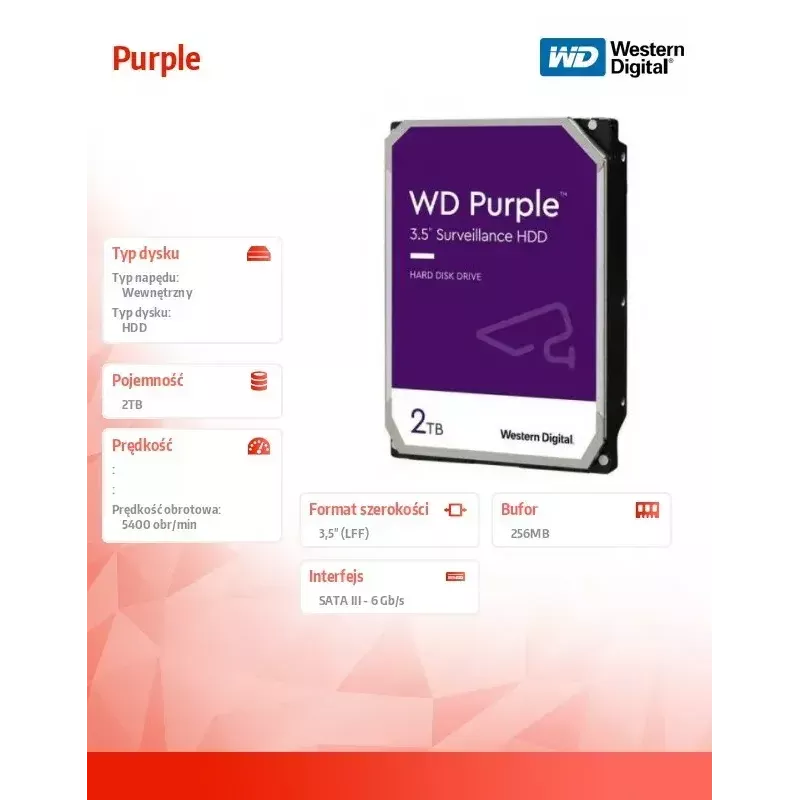 Western Digital WD22PURZ Disco Rígido Interno 3,5 Polegadas 2000 GB Serial ATA