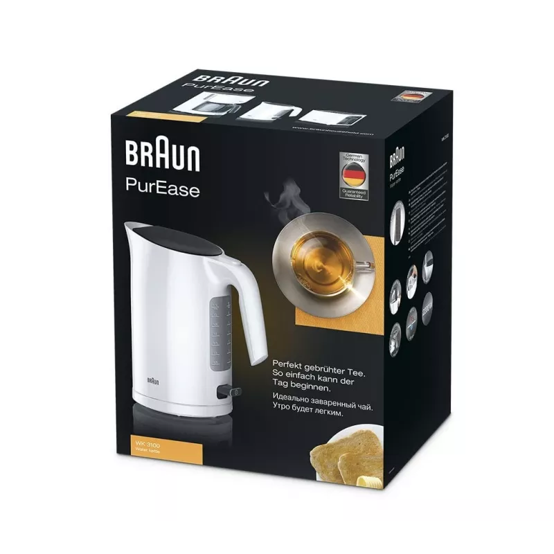 Chaleira elétrica Braun PurEase WK 3100 WH 1,7 L 2200 W branca