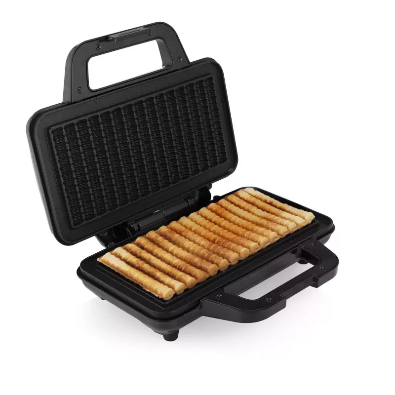 Máquina de waffles Tristar WF-1171, 1000 W, placa 28,5×15,2 cm, aço inoxidável, 1,5 kg