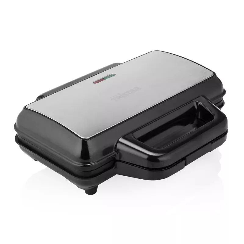 Máquina de waffles Tristar WF-1171, 1000 W, placa 28,5×15,2 cm, aço inoxidável, 1,5 kg