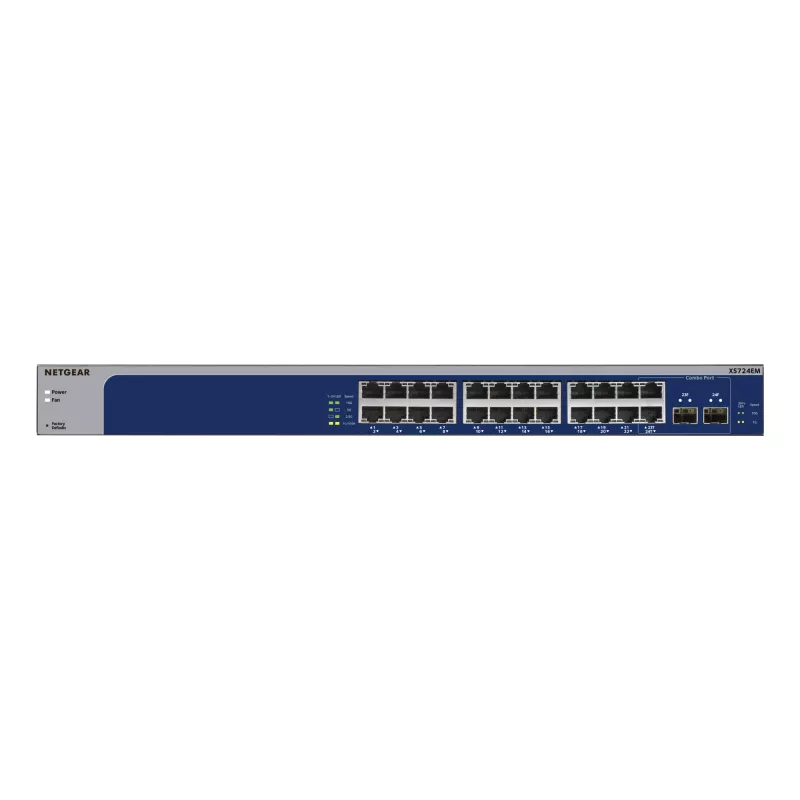 NETGEAR XS724EM Gerido L2 10G Ethernet (100/1000/10000) 1U azul, cinzento
