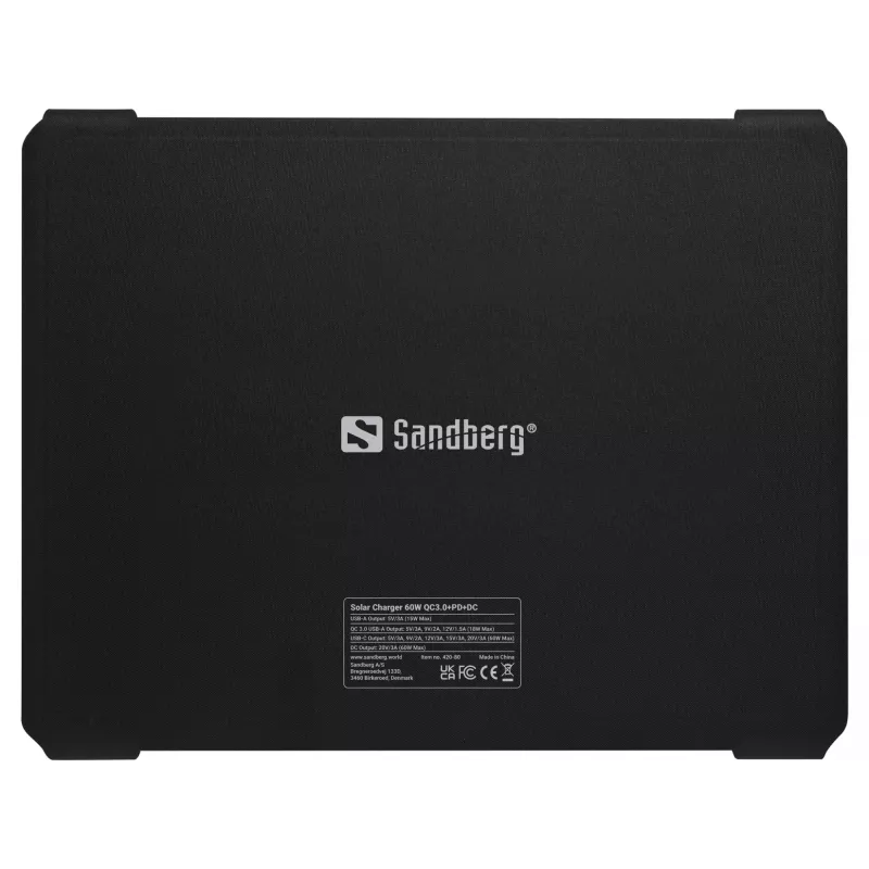 Carregador solar Sandberg 60W QC3.0+PD+DC Monocristalino Preto