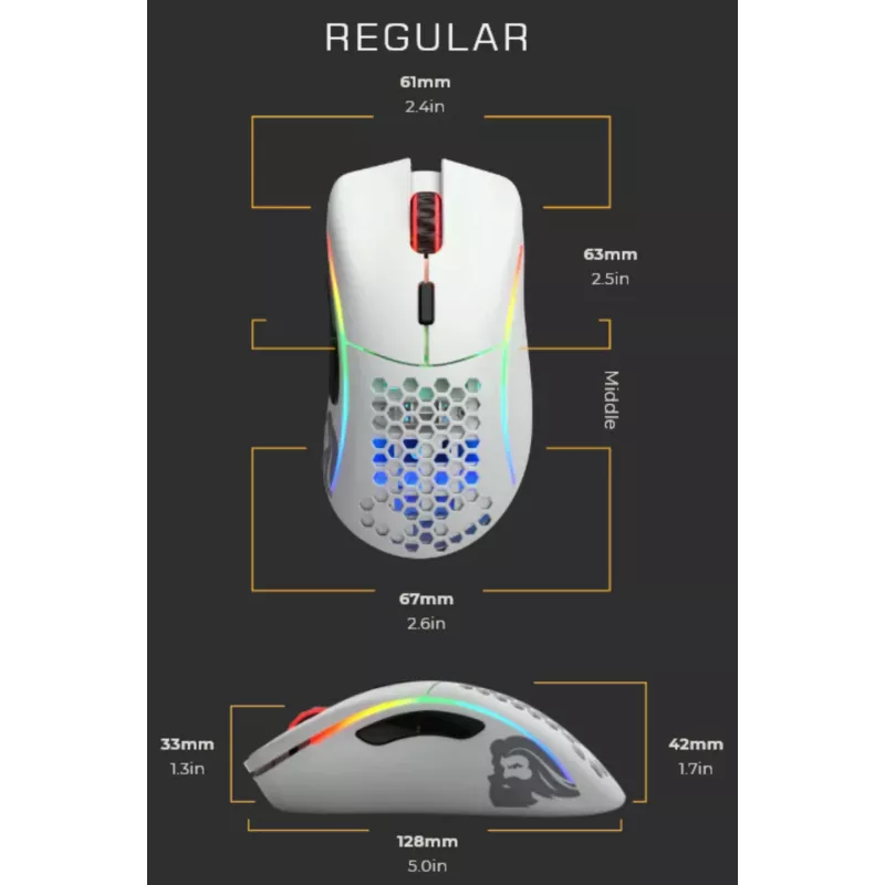 Rato Glorious Gaming Glorious Model D Wireless - Branco mate, destro, RF Wireless, 19000 DPI, Branco