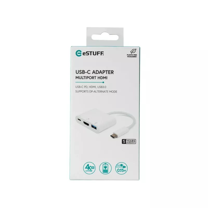 eSTUFF ES623001WH Hub de interfaces USB 3.2 Gen 1 (3.1 Gen 1) Type-C 5000 Mbit/s branco