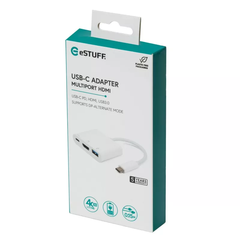 eSTUFF ES623001WH Hub de interfaces USB 3.2 Gen 1 (3.1 Gen 1) Type-C 5000 Mbit/s branco