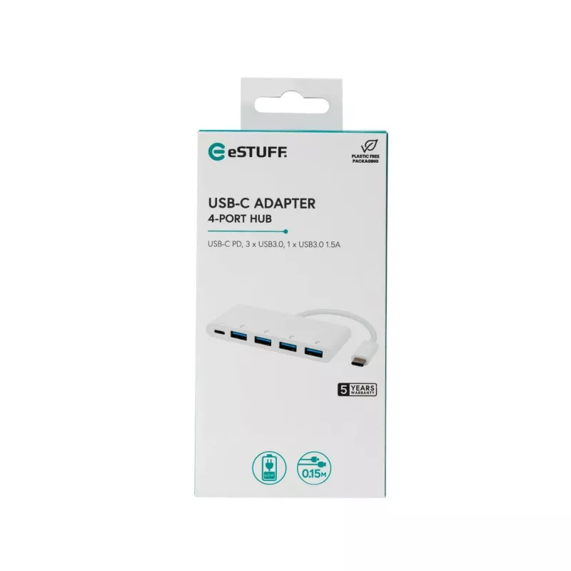 Hub de interfaces eSTUFF ES623007WH USB 3.2 Gen 1 (3.1 Gen 1) Type-C 5000 Mbit/s branco