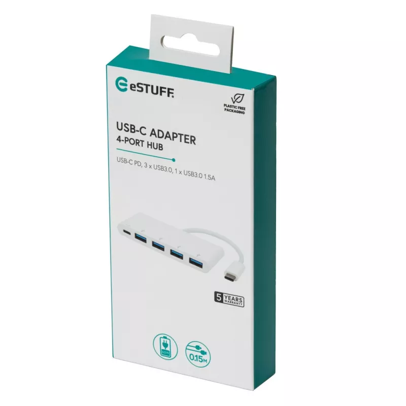 Hub de interfaces eSTUFF ES623007WH USB 3.2 Gen 1 (3.1 Gen 1) Type-C 5000 Mbit/s branco