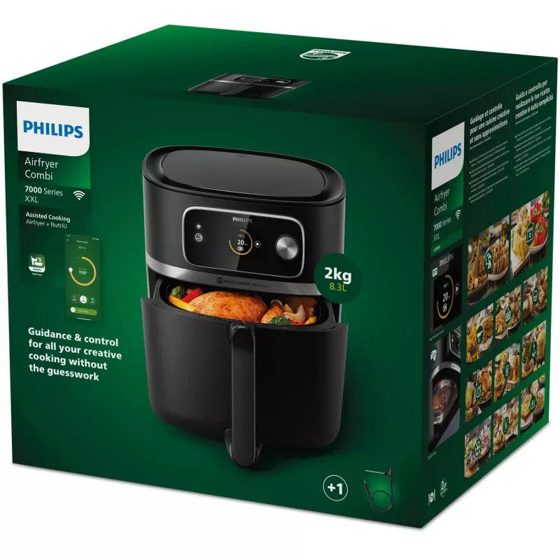 Fritadeira de ar quente Philips Série 7000 HD9880/90 8,3 l 2200 W preto aço inoxidável
