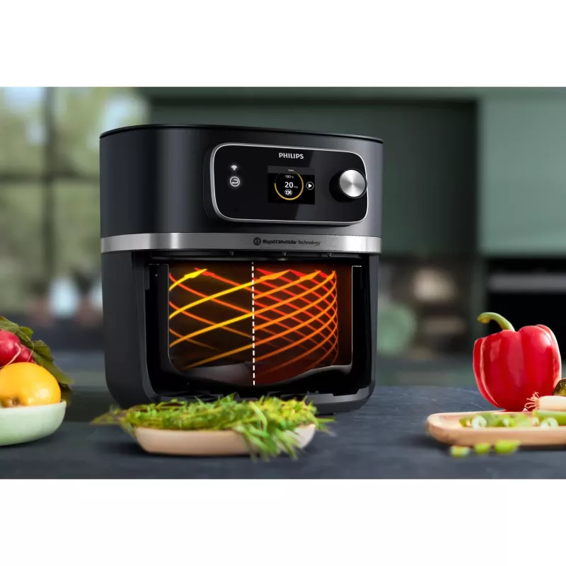 Fritadeira de ar quente Philips Série 7000 HD9880/90 8,3 l 2200 W preto aço inoxidável