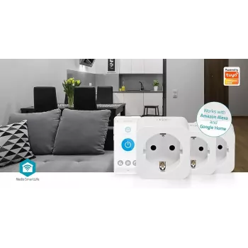 Tomada inteligente Nedis WIFIP121FWT3 – tomada Wi-Fi interior, pack de 3