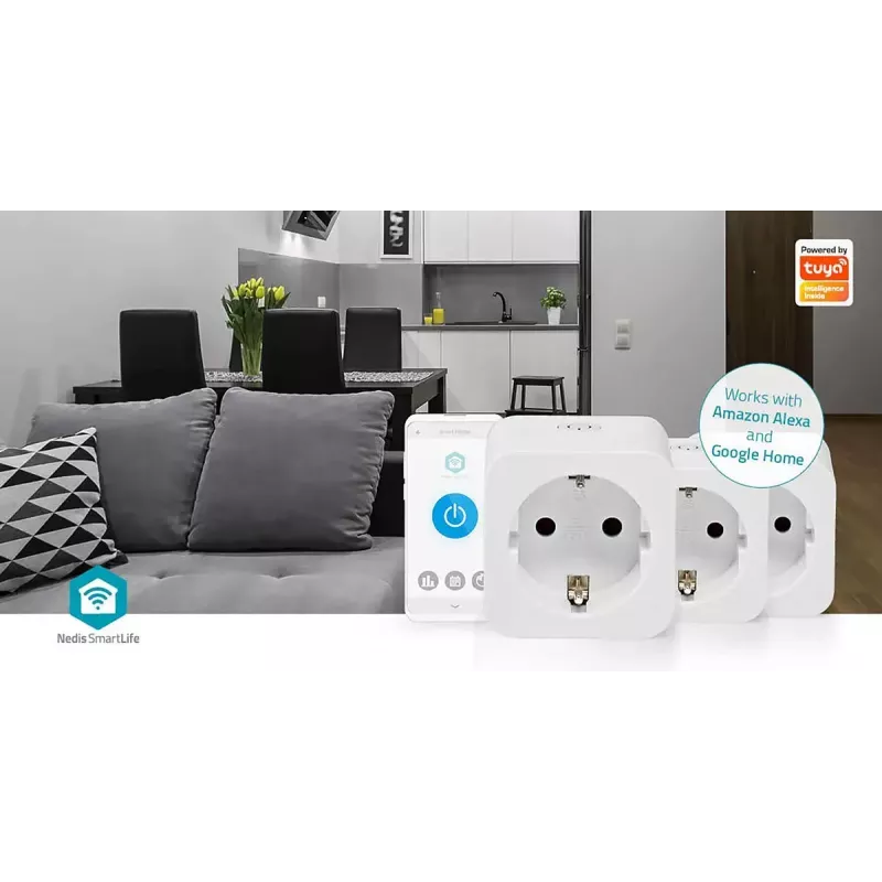 Tomada inteligente Nedis WIFIP121FWT3 – tomada Wi-Fi interior, pack de 3