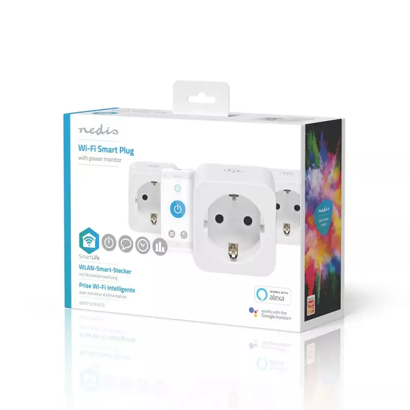 Tomada inteligente Nedis WIFIP121FWT3 – tomada Wi-Fi interior, pack de 3