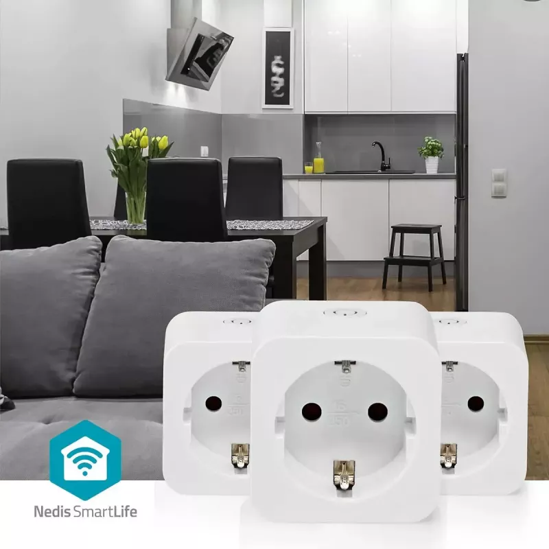 Tomada inteligente Nedis WIFIP121FWT3 – tomada Wi-Fi interior, pack de 3