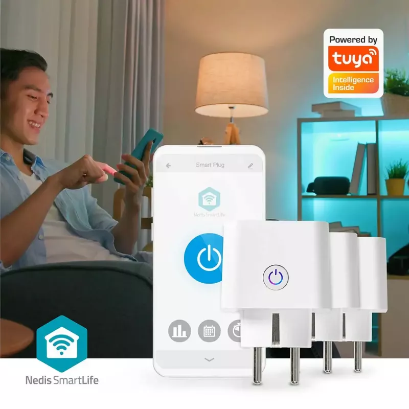 Tomada inteligente Nedis WIFIP121FWT3 – tomada Wi-Fi interior, pack de 3