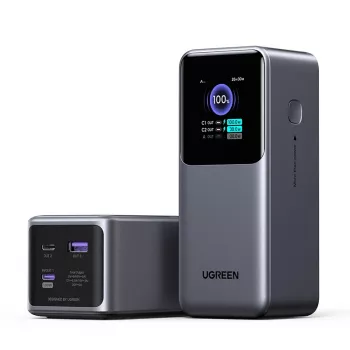 Powerbank Ugreen 20000mAh 130W carregamento rápido lítio cinzento