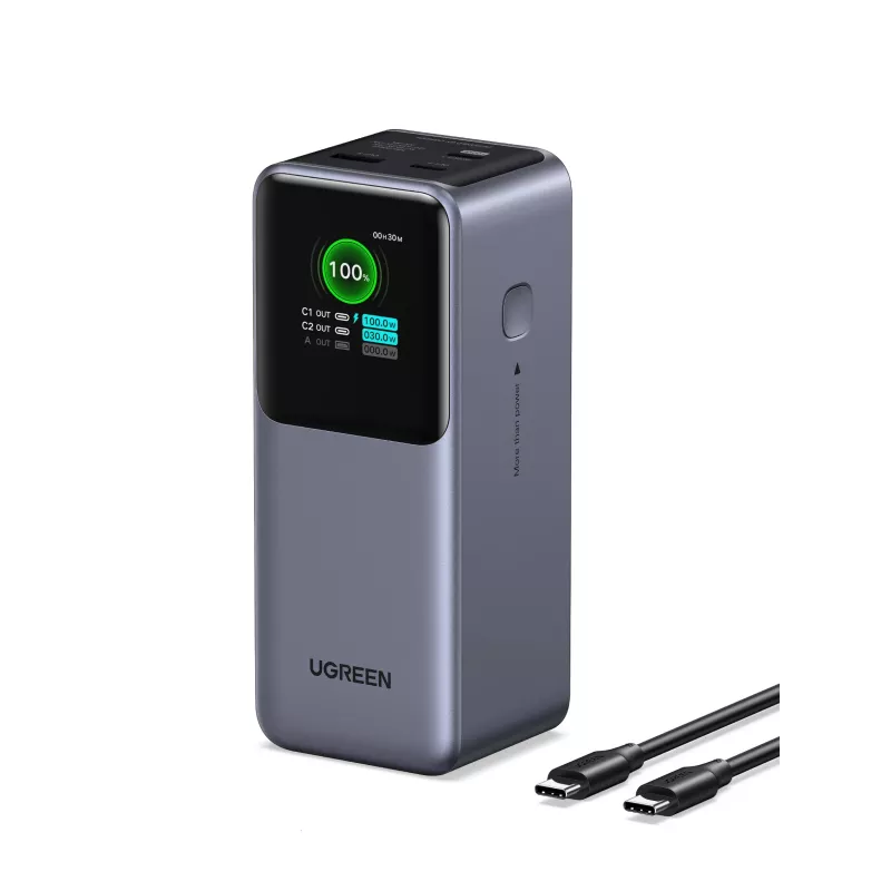 Powerbank Ugreen 20000mAh 130W carregamento rápido lítio cinzento