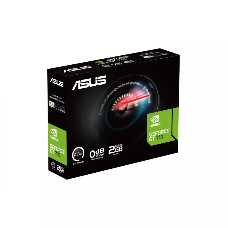 Placa gráfica ASUS GeForce GT 710 — 2 GB GDDR5, 64 bits, PCIe 2.0, refrigeração passiva