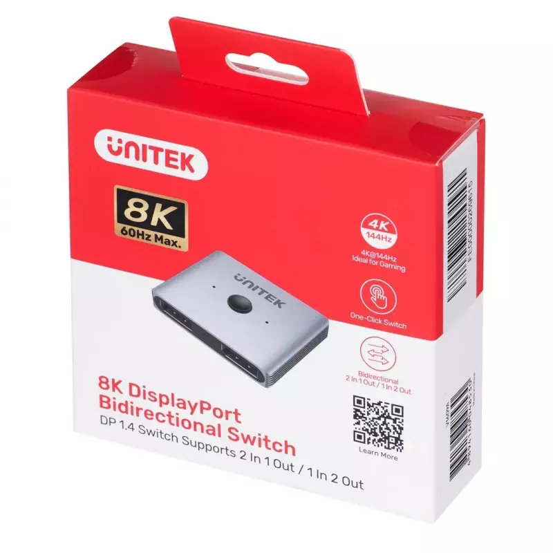Comutador bidirecional Unitek DP 1.4 8K 2-in-1 (MPN V1609A)