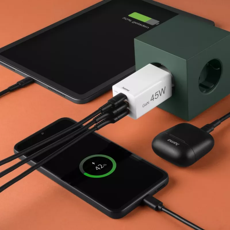 Hama 00201995 carregador para dispositivos móveis smartphone branco AC carregamento rápido interior, exterior