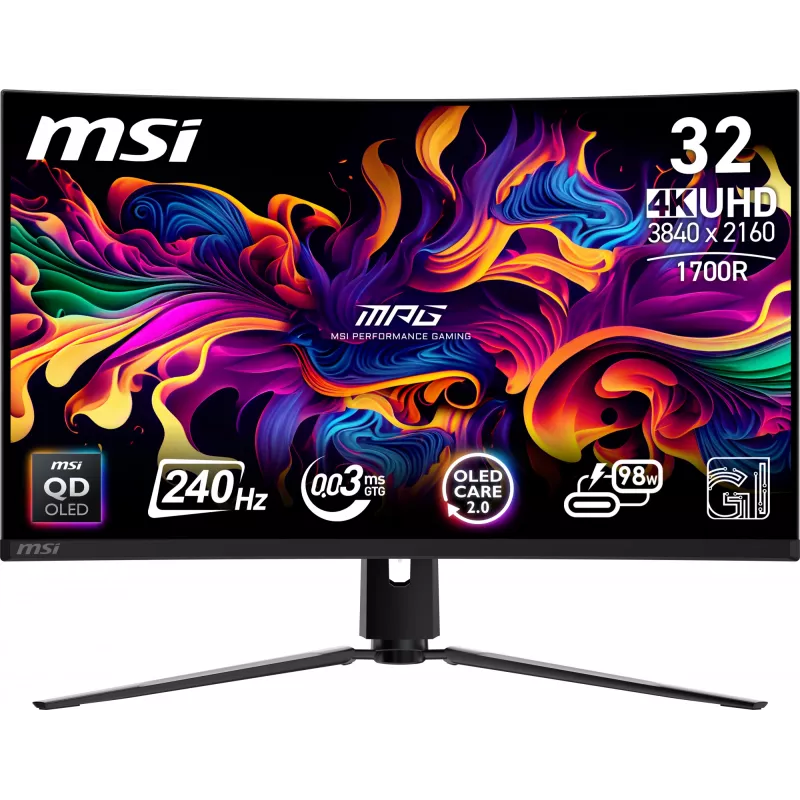 Monitor de computador MSI MPG 321CURX QD-OLED 80 cm (31,5 polegadas) 3840 x 2160 píxeis 4K Ultra HD preto